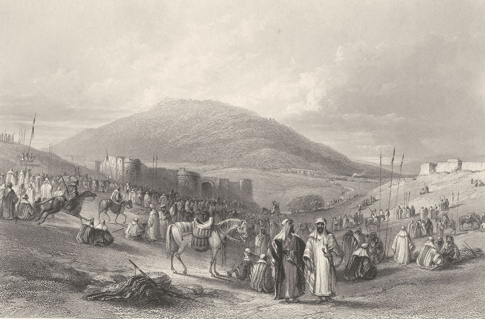 ISRAEL. Palestine. Mt Tabor. Fair Khân Tujjar. busy scene.  1847 old print